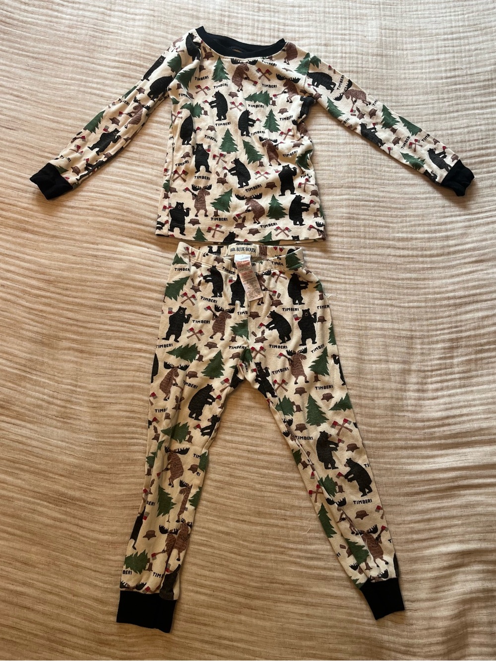 Little Blue House by Hatley Boys Size 4T Pajama Set Bears Moose Timber